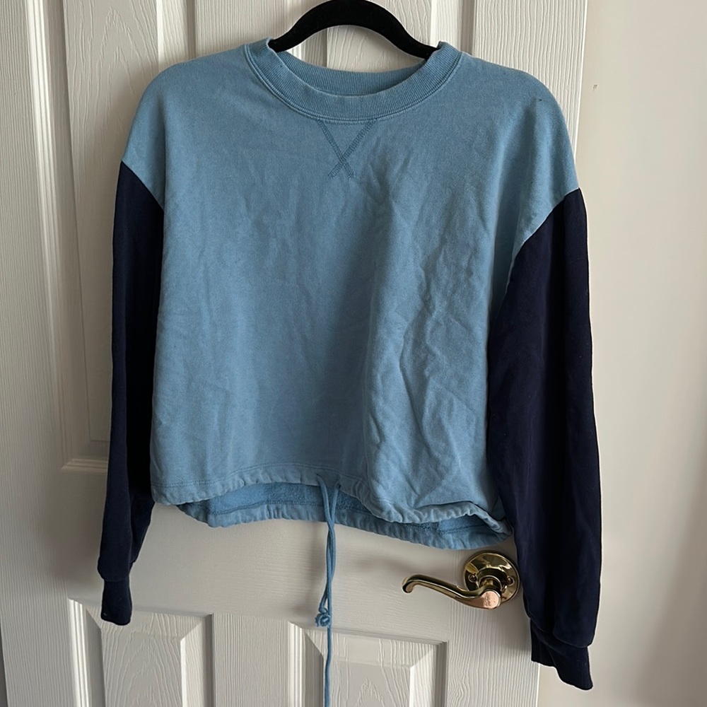 LA hearts women’s 2 tones cropped sweatshirt with tie at the bottom